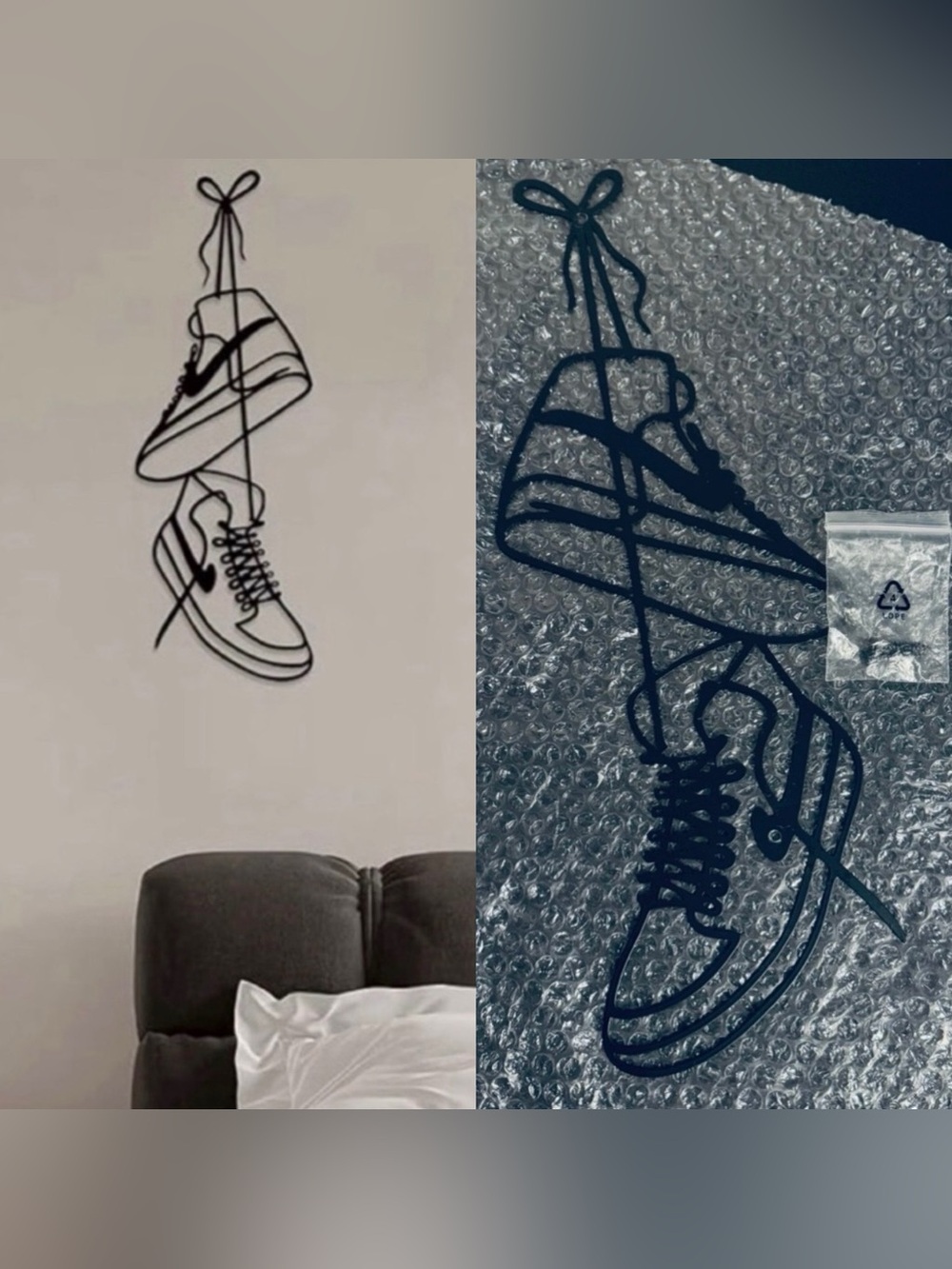 Black Metal Sneaker Wall Decor